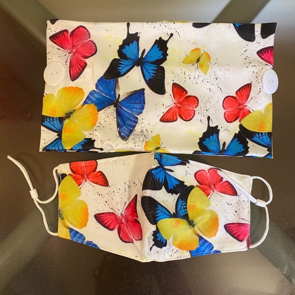 Colorful Butterfly Head-Wrap Face Mask - Picture 2 of 4